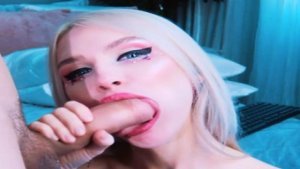 Horny Blonde Wildly Gives Her Lover a Blowjob
