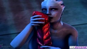 Blue Mass Effect babe fucked by alien dick