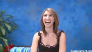 Cute 18 year old massage therapist Ava gives a little more