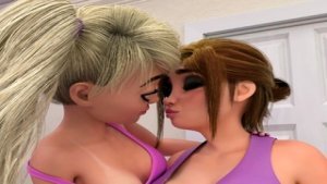 Petite blonde daughter fucks her busty mommy – 3D Animation
