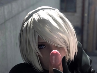 Cool 3D Animation Compilation of 2B with Smooth Cunt