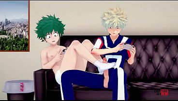 My Hero Academia Yaoi: Deku’s Foot Tease During Console Time with Bakugo