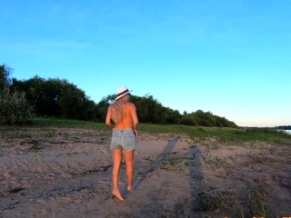 Russian Nudist on the River Shore